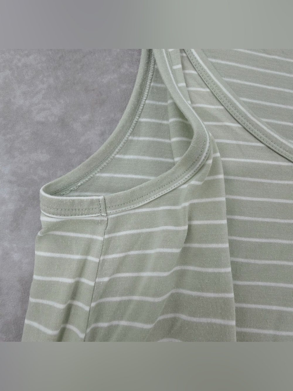 Ana Sleeveless V-Neck Striped Tank Top - Light Sage super soft - Picture 6 of 8